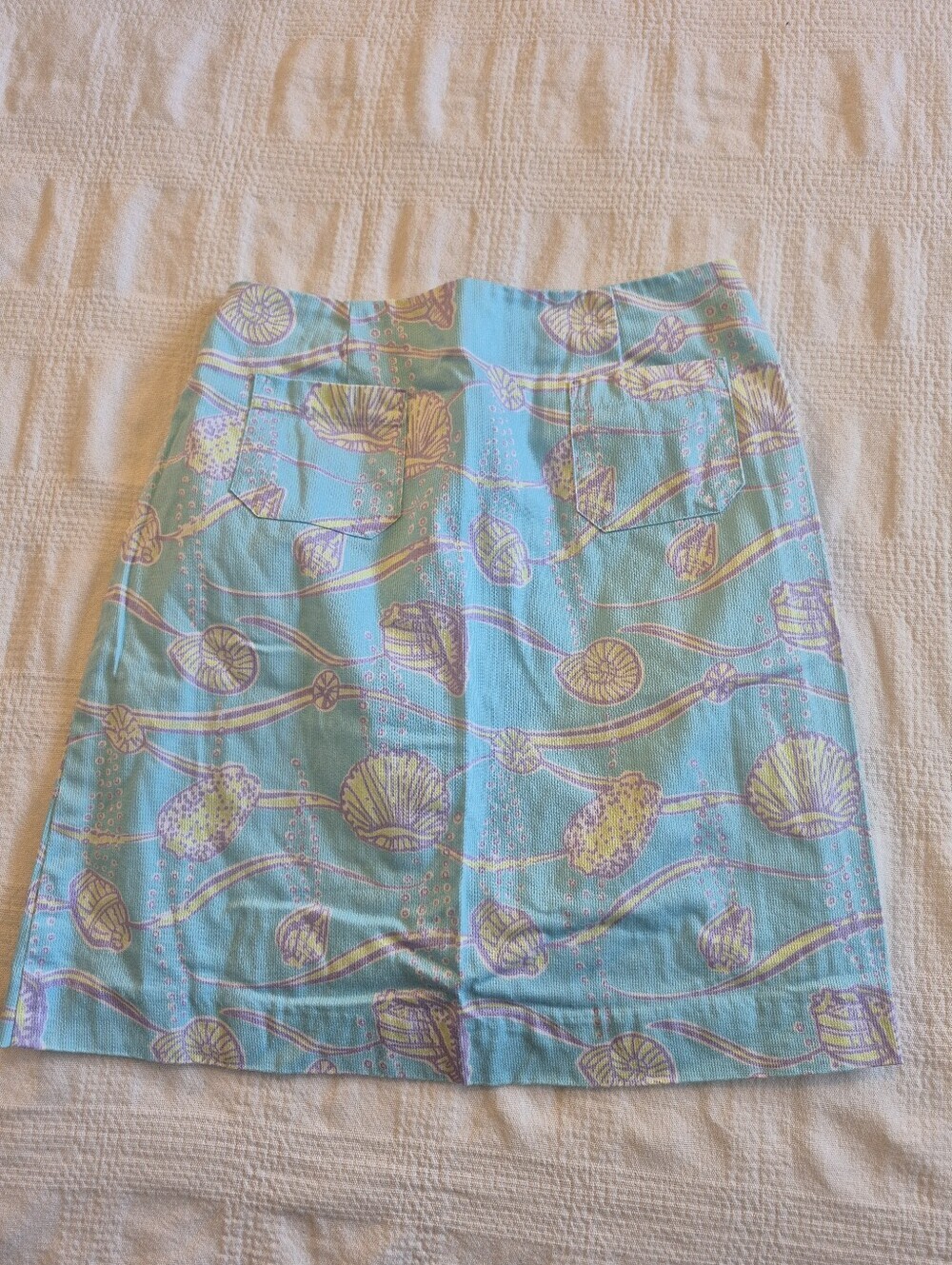 Lilly Pulitzer girls size 10 blue sea shell design elastic back waist skirt VGUC